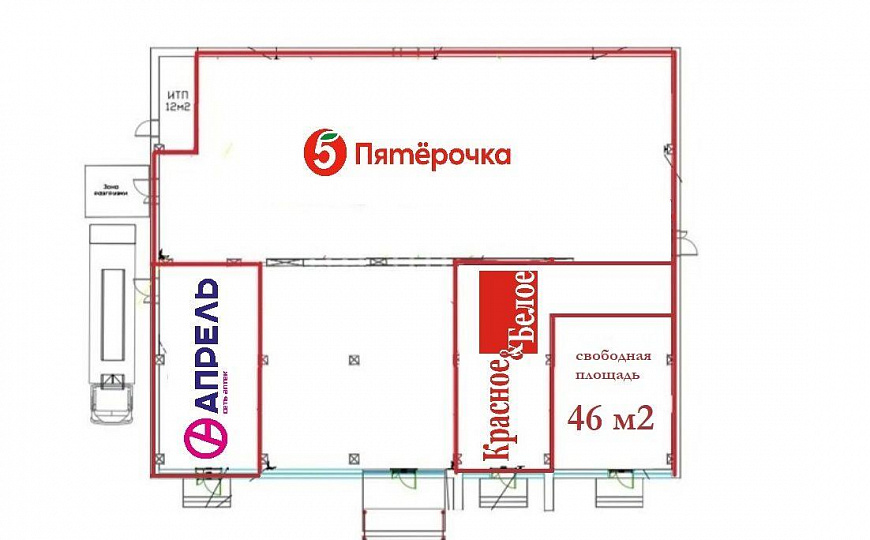 Торговое помещение 46 м² с федеральными арендаторами "Пятерочка", "КиБ" и аптекой "Апрель" фото