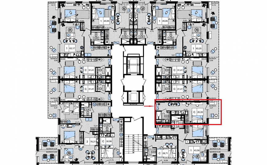 Гостиничный номер в ГК "Корсаков" 26,28 м2 фото